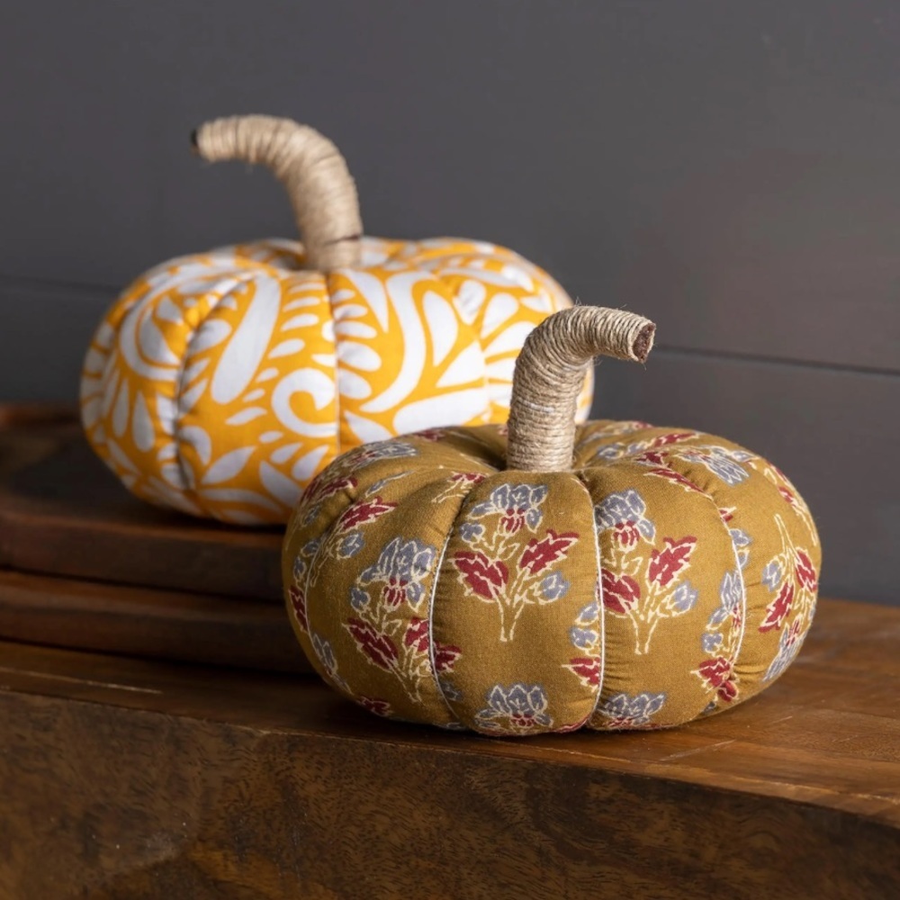 🎃 Handcrafted Sari Pumpkins, Set Of 2